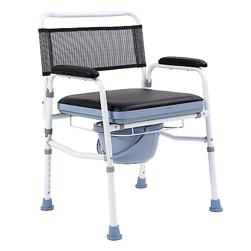 Siège d'aisance portable réglable avec seau amovible pour adulte et senior