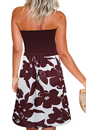 Image of Zyyfly Strapless Dress for Women Summer Beach Boho Smocked Tube Top Dress