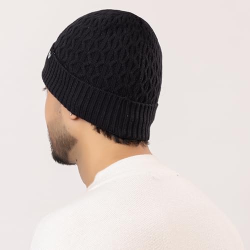 Image of AMOLDO Unisex Woolen Beanie Cap | Warm Winter Hat - Zigzag Design