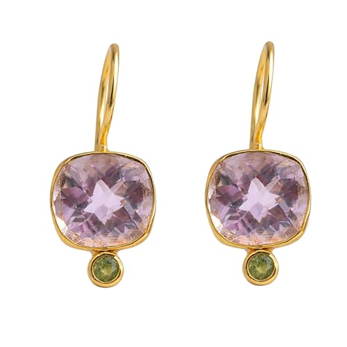 Boucles d'oreilles améthyste et péridot, idée cadeau d'anniversaire fait main