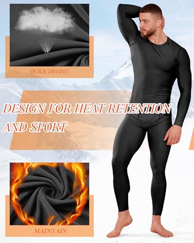 3 Set Winter Thermal Underwear for Men Cold Weather Fleece Lined Top Bottom for Hunting Gear Sport2