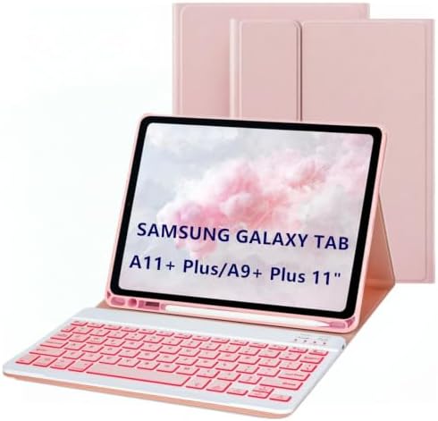 Keyboard & Case for Samsung Galaxy Tab A11+ Plus/A9+ Plus 11 inch,Pink
