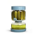 Yasvia Gurkenglas zum Umdrehen aus Glas 750ml - Einlegeglas mit Sieb im Sanduhr-Design - Luftdichtes Abtropfglas & Essiggurken Beh&auml;lter f&uuml;r Oliven, Kimchi und Jalapenos