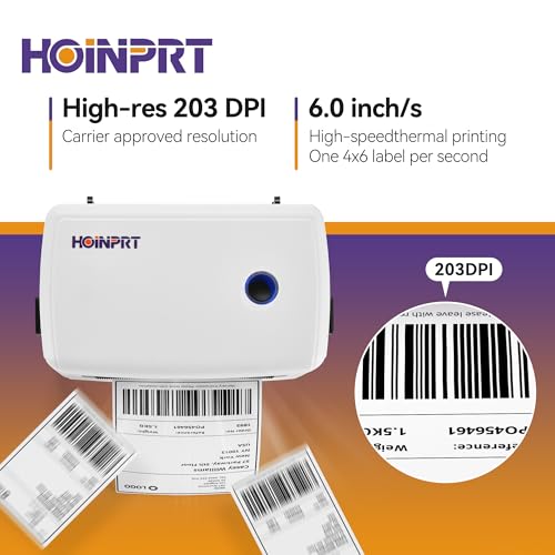Image of Thermal Label Printer 4x6 - USB Shipping Label Maker for Small Business - High-Speed, Inkless, Label Printer for USPS, Amazon, Etsy, Shopify - Windows Compatible (White)