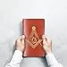 WHLBHG Freemason Gift Masonic Gift Freemasonry A6 Size Refillable Leather Journal Freemasonry Symbol Journal Masonic Faith Gift(Gold Freemason A6)