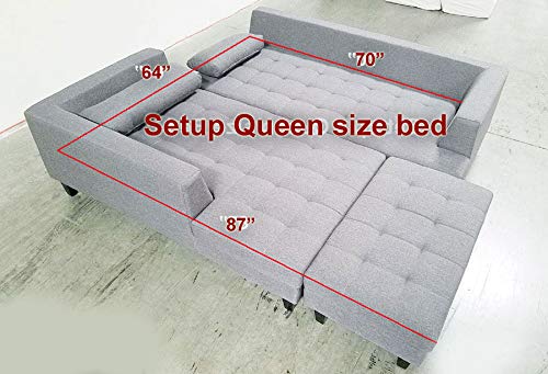 Stendmar 3Pc 120" Contemporary Cream Microfiber Sectional Sofa Chaise Ottoman S168Lw #TOP6