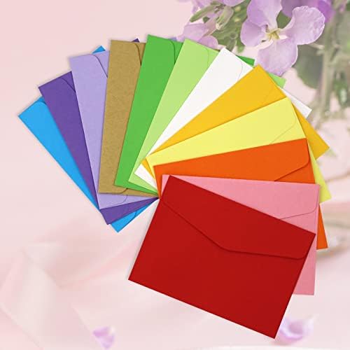 Mini Coloured Envelopes 60 Pcs Small Envelope 12 Assorted Colours for Greeting Cards, Wedding, Birthday 11.5 x 8.2 cm