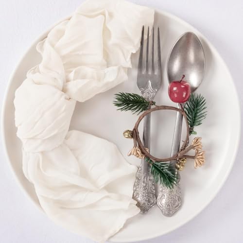 Image of MLMC 24 Pack Cheesecloth Napkins Wedding Napkins 21 inchx21 inch Boho Reusable Napkins in Bulk for Wedding Bridal Baby Shower Events Table Decor Ivory White