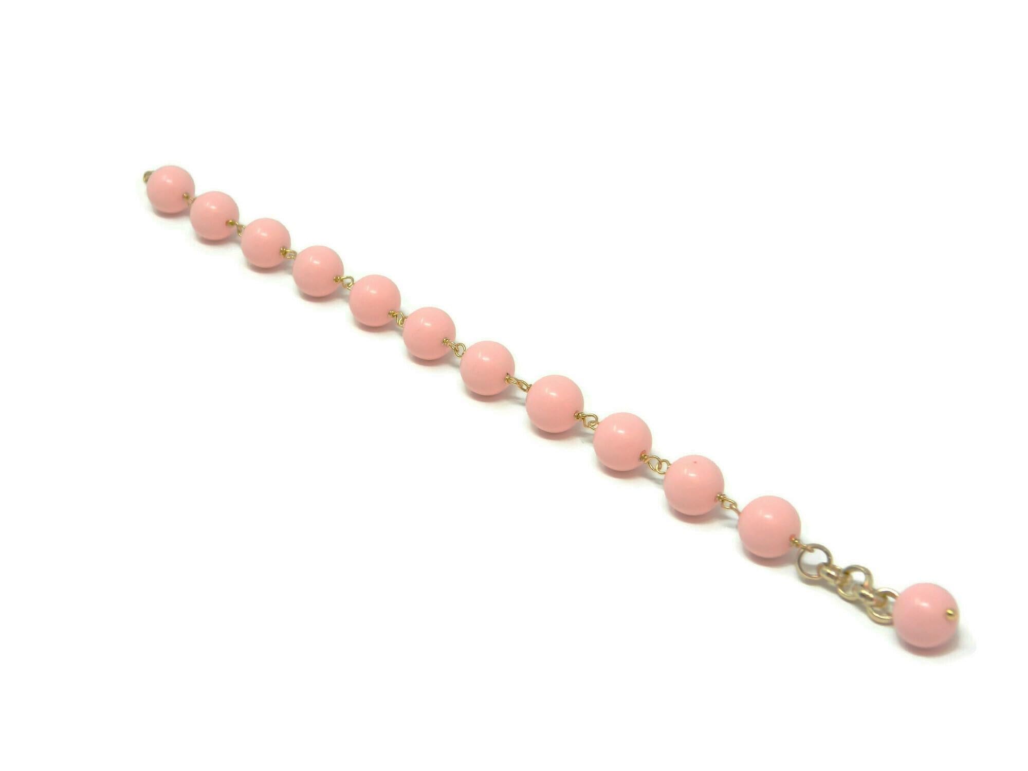 Bracciale Donna Handmade con Palline 10 mm in Pasta di Corallo Rosa | Argento 925 Placcato Oro | Made in Italy | Elegante e Anallergico | DodiGioielli