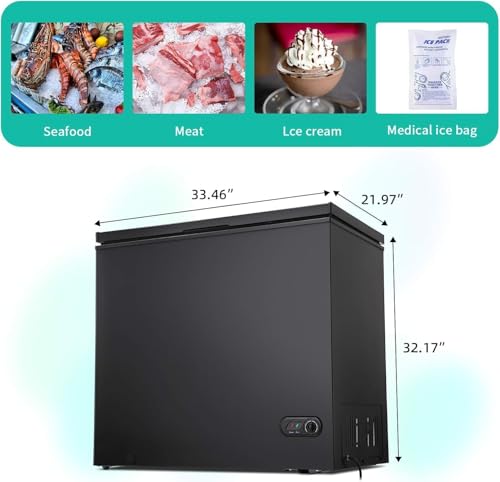 Antarctic Star 7.0 Cu.ft Chest Freezer, 6.8°F to -4°F Deep Freezer with Removable Basket, Freestanding Top Open Door, 7 Temperature Settings & Defrost Water Drain, Energy Saving, UL Certified, BLACK by Antarctic Star - Image 6