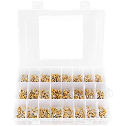 1200 Stück Monolithischen Keramikkondensator, Keramik Kondensator Sortiment Box Kit Reichweite 24 Werte 50V 10pF-10uF Cover