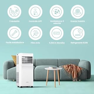 COMFEE' Condizionatore Portatile 7000 BTU/H, Breezy Cool Pro 2.0, Controllo WiFi, 3-in-1 Climatizzatore Portatile, Ventilatore, Raffreddamento, Deumidificazione, 24H Timer