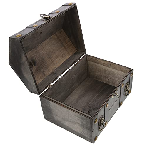 USHOBE Caja caja de almacenamiento de madera pendientes de piedras preciosas adornos de madera decoración compartimientos de almacenaje baúl de recuerdos con tapa accesorio de foto joyas