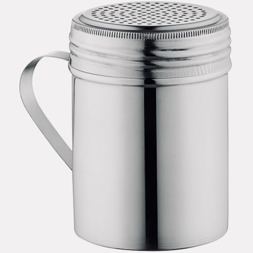 AME D’ESSENCE 10 oz Stainless Steel Dredge Shaker with Handle - Durable, Ergonomic, Perfect for Spices, Flour, and Sugar, Dishwasher Safe and More.