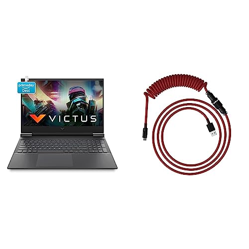 Image of HP Victus Gaming Laptop 11th Gen Intel Core i5-11400H16.1 inch(40.9 cm) FHD IPS Gaming Laptop & HyperX USB-C Coiled Cable  Red-Black