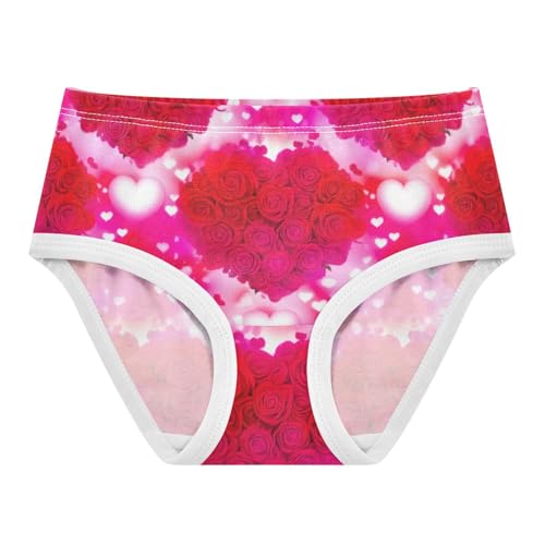 Designer Girls Underwear Toddlers 2t Cotton Panties for Girl Heart Red Roses Pink Briefs Kids Undies