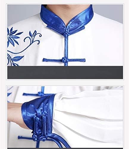 TANZEQI Hand Embroidery Unisex Tai Chi Uniform Cotton Chinese Kung Fu Wear Martial Arts Suit for Men and Women (Blue, L) - Thumbnail 7