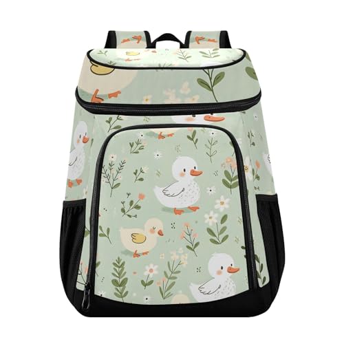 Cartoon Duck Green Cooler Backpack Cooler Insulated Leak Proof Lunch Backpack 36 Cans Waterproof Soft for Men Women Picnic Hiking Camping Beach
