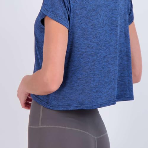 Image of Real Essentials 5 Pack: Women's Dry Fit Crop Top - Short Sleeve Crew Neck Stretch Athletic Tee (Available in Plus Size)
