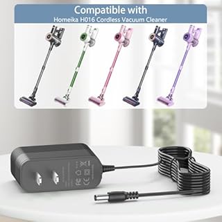 Replacement for Homeika Cordless Vacuum Charger, AC Adapter Compatible with Homeika H016 H 016 22.2V 2200mAh Li-ion Battery 200W 20Kpa Cordless Handheld Stick Vacuum Cleaner