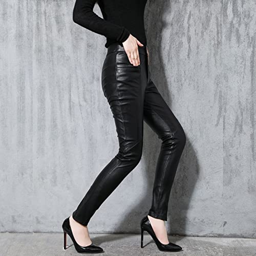 YOOMAO Leren damesbroek herfst winter slank potlood zwart dames mid-rise skinny broek - Afbeelding 3