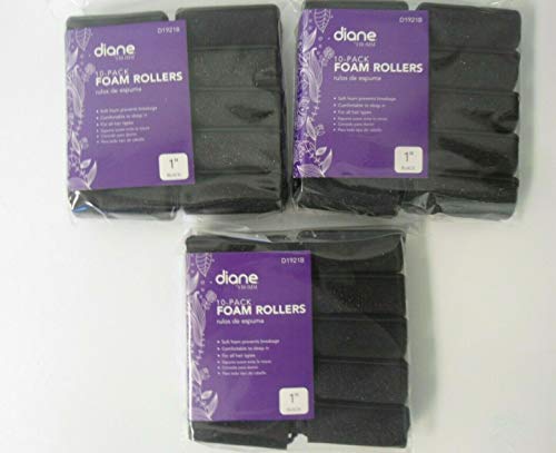 3 PACK Diane Foam Rollers, Black, 1