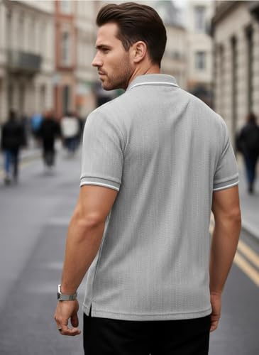 Image of Mack Jonney Men's Premium Jacquard Polo T-Shirt | Short Sleeve Soft Knit Fabric | Stylish Casual & Smart Wear Polo-M6907