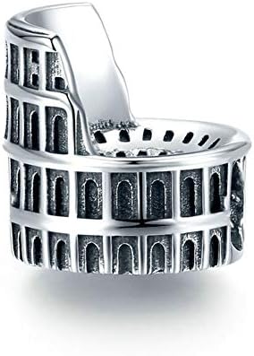 925 Sterling Silver Roman Colosseum Charm Taj Mahal Charm Building Charm Art Charm for Pandora Charm Bracelet (Roman Colosseum)