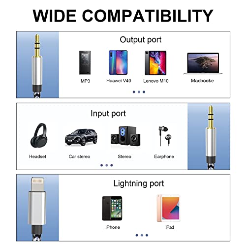 Aux Cord For Iphone, [Apple Mfi Certified] 3-In-1 Iphone Headphones Jack Iphone To Car 3.5Mm Aux Cord, Lightning To Aux Adapter Compatible With Iphone 14/14Pro/13/13 Pro/13 Pro Max/12/12 Pro Max/11 #TOP6