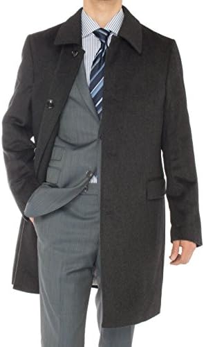 Luciano Natazzi Italian Men's Cashmere Topcoat Knee Length Trench Coat Overcoat