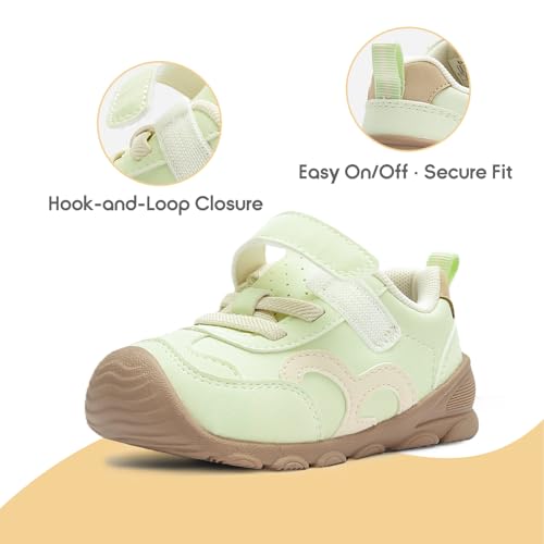 Image of Balabala Girls Boys Toddler Sneakers Wide Toe Box Walking Shoes | Unisex Kids Sneakers with hook-and-loop straps, non-slip soles, soft heel cushion, and flexible support for play