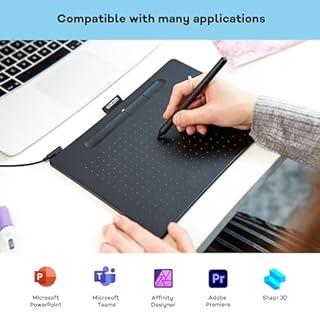 Wacom Intuos Medium Tavoletta Grafica – Tablet con Penna per Dipingere, Disegnare ed Editare Foto con penna sensibile alla pressione, Adatta per l’Home Office e l’E-Learning, Nero