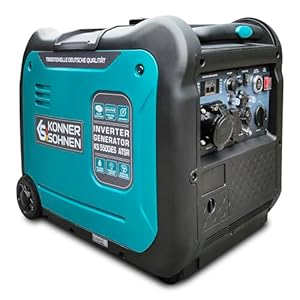 Könner & Söhnen KS 5500iE S ATSR portable petrol inverter generator(70 dB Lpa 7 m) silent inverter generator 5500 W,UK Plug Sockets 1x13 A,1x32 A (230 V),2 USB ports