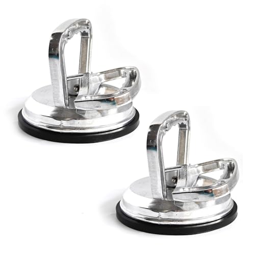 DXTECHPRO バキュームリフター ガラス吸盤 サクションリフター アルミ合金 サクションバキュームカップ 吸盤 強力 ワンタッチ吸盤式 最大耐荷重55kg (シルバーx2個)