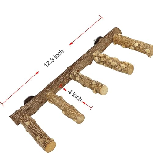 Image of Bird Perches for Cage, Natural Wood Parrots Perch Stand Ladder for Budgies Parakeets and Other Bird Stand Cage Accessories