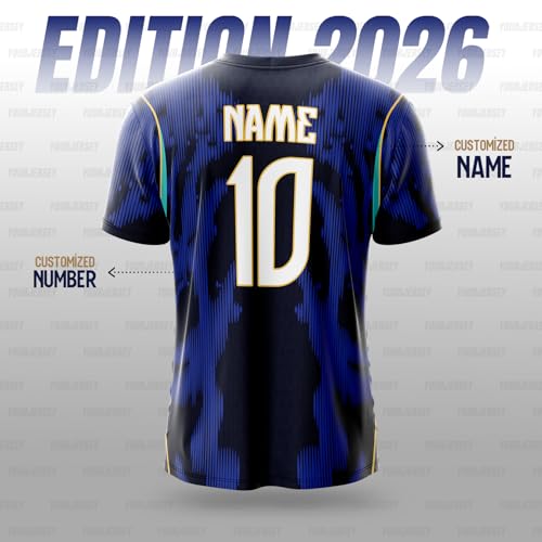 Image of YOURJERSEY Football World Cup 2026 Football Jersey All Team Jersey Custom Name & Number Print | Fan Personalised T-Shirt Sizes for Kids 2Y to Adults 4XL