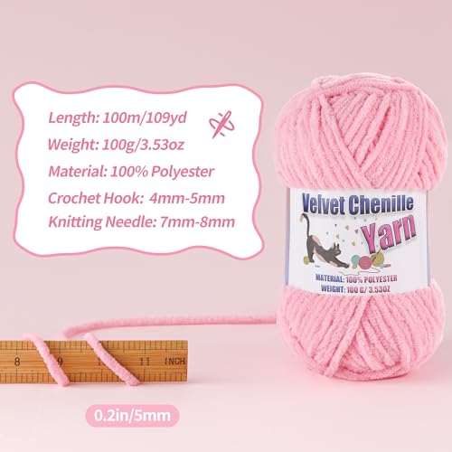 Image of 3 * 100g /3.5oz Fluffy Chenille Yarn for Crocheting, Chunky Velvet Yarn for Crochet Amigurumi, Used for Making Baby Yarns Blanket, Clothes, Pattern Knitting Creations (Colorful-E)