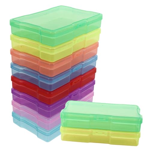 SHINEOFI 10 pièces Boîte de Rangement Photo Plastique avec Fermeture Étanche pour Cartes Composants Électroniques et Artisanat Compartiments Pratiques pour Organisation Quotidienne