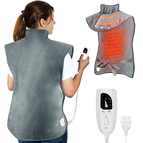 Manta Electrica Espalda y Cuello, GuKKK 65 x 94 cm Almohadilla Eléctrica Térmica con Cinturón, con 6 Niveles de Temperatura, Apagado Automático, Calentamiento Rápido, para dolor Espalda y Cuello Cover