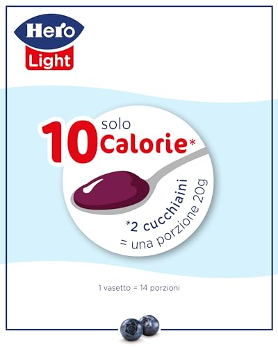 Hero Light Confettura di Mirtilli light, 8 vasetti da 280 gr, marmellata e confettura extra, frutta di alta qualità, senza conservanti e senza coloranti, pochissime calorie per porzione - Immagine 3