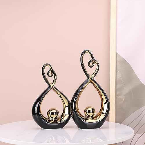 Decoración Abstracta de Cerámica Negra y Dorada miniatura 4