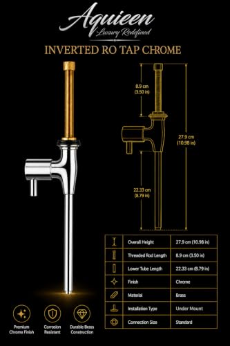 Image of Aquieen Wall Mounted RO Water Purifier Tap for Kitchen | SS 304 Stainless Steel RO Faucet. (Chrome Inverted)