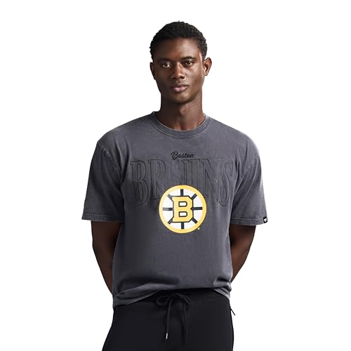GAME 7 x NHL Men's Officially Licensed Graphic Short Sleeve Lightweight Classic Crew Neck Cotton T-Shirt Black