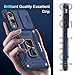 DEERLAMN Case for Samsung Galaxy S25 Edge with Slide Camera Cover+Screen Protector (1 Pack), Rotated Ring Kickstand Military Grade Shockproof Protective Cover-Navy Blue
