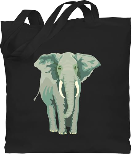 Baumwolltasche - Dschungel Deko Wildnis - Elefant Geschenk Elephant I - Unisize - Schwarz - geschenkidee elefanten tode bag mit tiermotiv tiermotive liebhaber stoffbeutel stofftasche+elefant