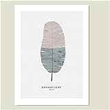  LYFLyuWF Feuille de bananier Affiches et Impressions Areca Palm Affiche Peinture Abstraite Mur Art Dark Green Monstera Toile Art Print 50x70cm No Frame