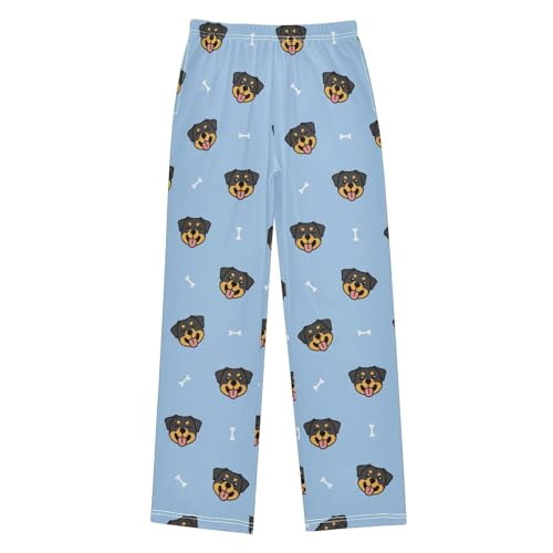 ZZKKO Cute Rottweiler Puppy Cartoon Boys Pants for Kids Jogger Pants with Pockets S-XL