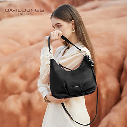 David Jones - Bolso de Hombro Mujer - Bolso Bandolera Cruzado Piel Sintética Señora - Bolso de Mano Cuero PU Ciudad Moda - Embrague Elegante Mensajero Crossbody Bag - Negro - imagen 2