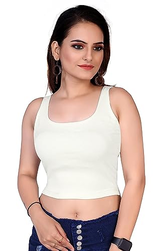 Image of Women's & Girl's Plain Black & White Tank Tops Crop Top (Set of 2)