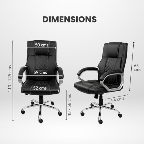 Image of activa Kim Ergonomic Office Chair| Premium Leatherette Chair with Padded Seat & Backrest| 3-Year Warranty | Adjustable Height Desk Chair for Work /Study /Gaming | Swivel Seating for Workstations (Black)